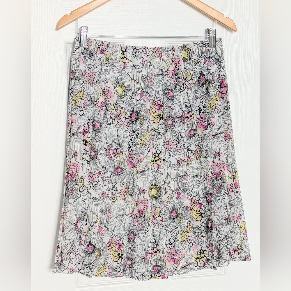 Tommy Hilfiger Women's (Size 6) Multicolored Floral Pleated Flowy A-Line Skirt